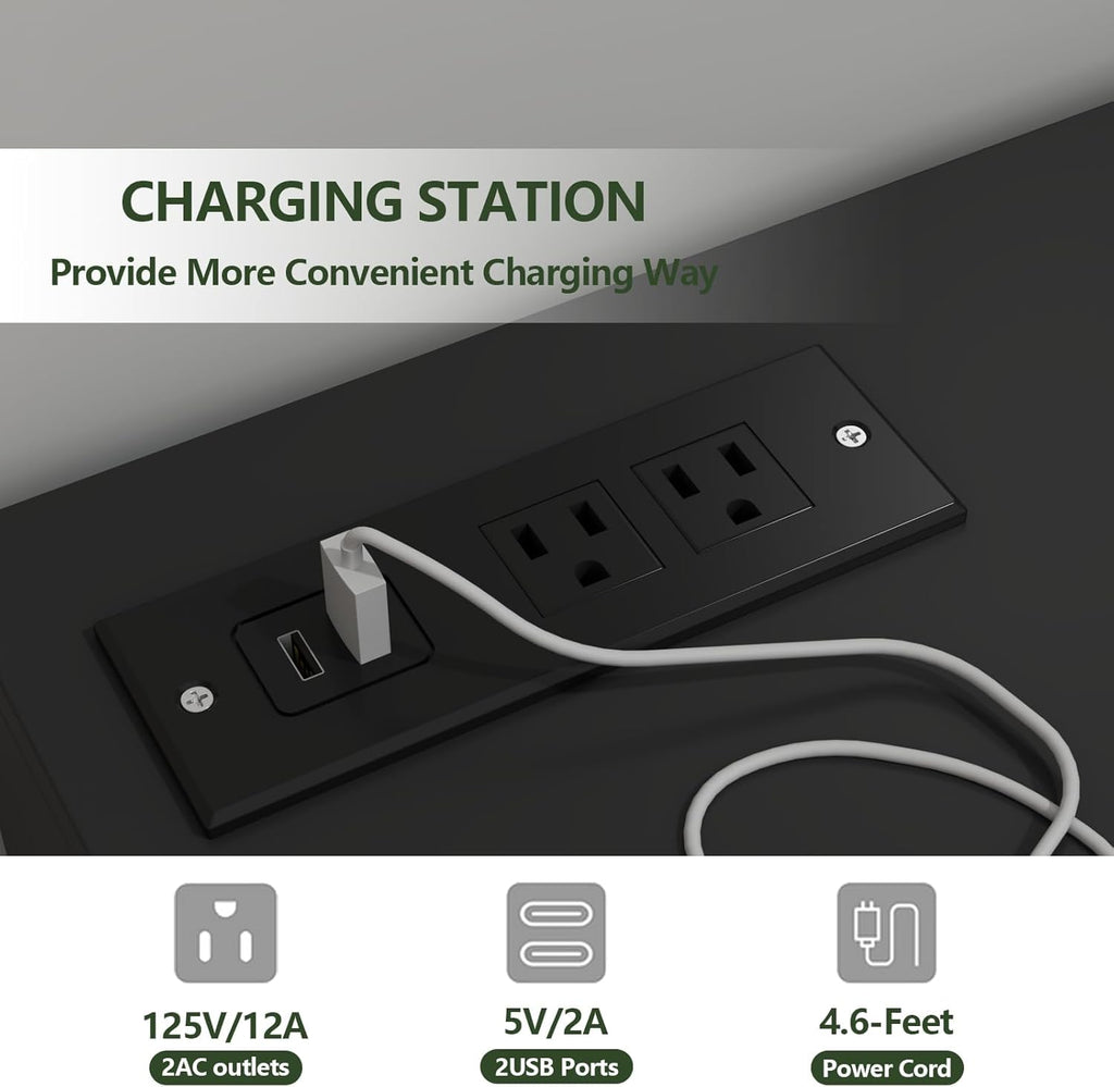 Auromie 9 Drawers Dresser, Double Modern Chest of Drawers with Power Outlet, Dresser TV Stand with Led Light Strip, Drawer Organizer for Bedroom, Living Room, Hallway (White, 9 Drawer)