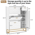 Auromie Tipping Bucket Shoe Storage Cabinet with 2 Flip Drawers, Modern Entryway Shoe Rack with Storage Top Cubby, Narrow Slim Hidden Organizer with Doors, Freestanding (Black)