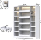 Auromie Shoe Storage Cabinet with 5 Drawers & 12 Shelves, Modern LED Shoe Rack & Handbag Storage Cabinet, Freestanding Shoes and Handbag Storage Organizer for Closet, Entryway, Living Room (White)