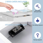 Auromie Nightstand with Charging Station and LED Lights, Concealment Furniture with RFID Lock Cabinet and Power Outlets, Bedside Table with Hidden Compartment for Valuables Storage, Black