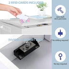 Auromie Nightstand with Charging Station and LED Lights, Concealment Furniture with RFID Lock Cabinet and Power Outlets, Bedside Table with Hidden Compartment for Valuables Storage, Black