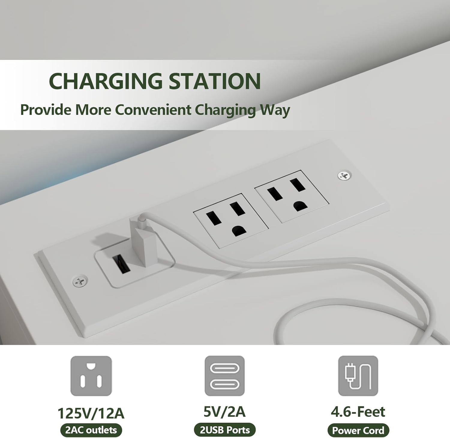 Auromie 9 Drawers Dresser, Double Modern Chest of Drawers with Power Outlet, Dresser TV Stand with Led Light Strip, Drawer Organizer for Bedroom, Living Room, Hallway (White, 9 Drawer)