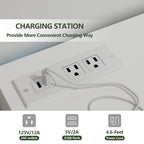 Auromie 9 Drawers Dresser, Double Modern Chest of Drawers with Power Outlet, Dresser TV Stand with Led Light Strip, Drawer Organizer for Bedroom, Living Room, Hallway (White, 9 Drawer)