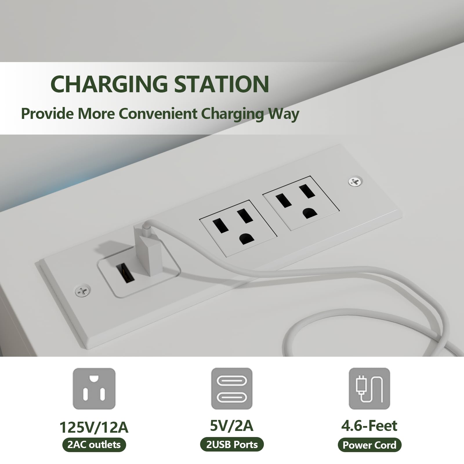 Auromie 9 Drawers Dresser, Double Modern Chest of Drawers with Power Outlet, Dresser TV Stand with Led Light Strip, Drawer Organizer for Bedroom, Living Room, Hallway (White, 9 Drawer)