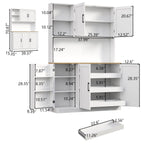 71" Tall Kitchen Pantry Cabinet, Kitchen Pantries with 3 Pull-out Drawers, Storage Cabinets with Hutch & Door Shelves & Microwave Coffee Stand, Pantry Organizer for Dining Room, Living Room (White)
