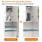 Auromie Tipping Bucket Shoe Storage Cabinet with 2 Flip Drawers, Modern Entryway Shoe Rack with Storage Top Cubby, Narrow Slim Hidden Organizer with Doors, Freestanding (Black)