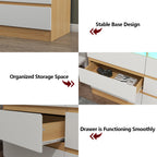 Auromie 9 Drawers Dresser, Double Modern Chest of Drawers with Power Outlet, Dresser TV Stand with Led Light Strip, Drawer Organizer for Bedroom, Living Room, Hallway (White, 9 Drawer)