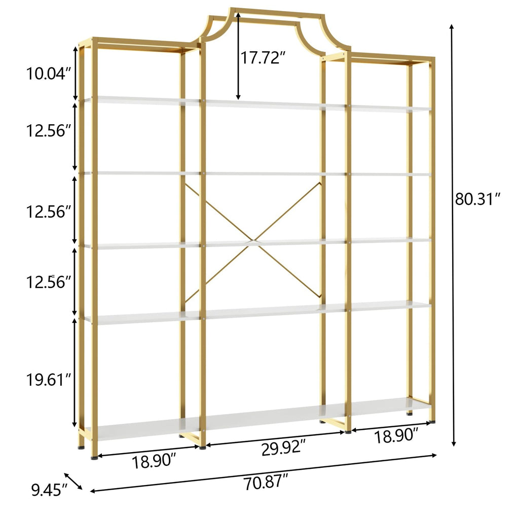 Auromie Triple Wide 5-Tier Bookshelf, 70.87" L x 79.13" H Extra Large Bookcase