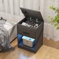 Auromie Nightstand with Charging Station and LED Lights, Concealment Furniture with RFID Lock Cabinet