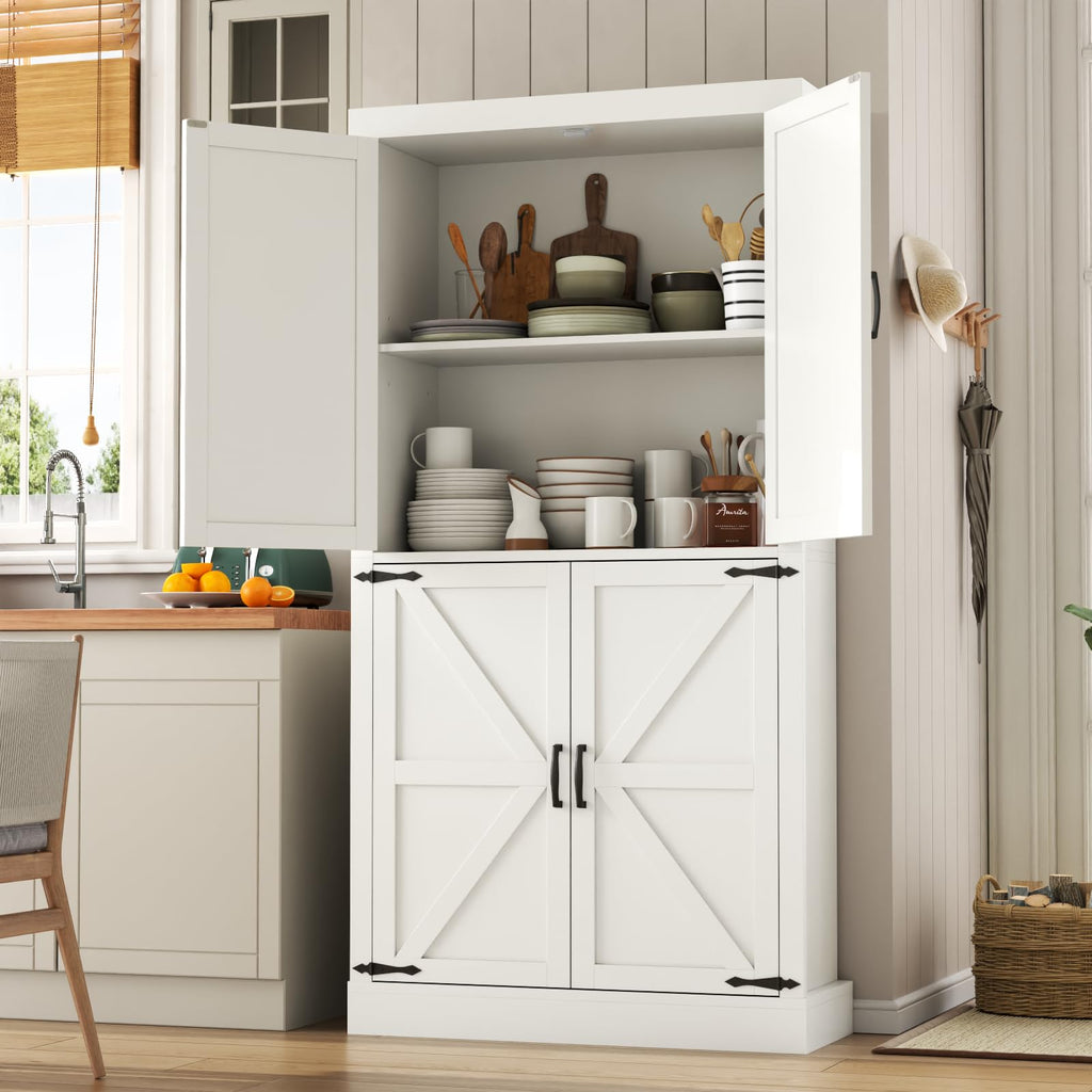 Farmhouse Kitchen Pantry Cabinet,69.1" Tall Kitchen Storage Cabinet with Adjustable Shelves