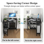 Auromie Corner Desk with Charging Station & LED Light, Triangle Corner Desk with Monitor Stand & Keyboard Tray