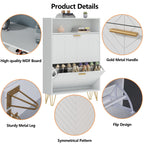 Auromie Tipping Bucket Shoe Storage Cabinet with 2 Flip Drawers, Modern Entryway Shoe Rack with Storage Top Cubby, Narrow Slim Hidden Organizer with Doors, Freestanding (Black)