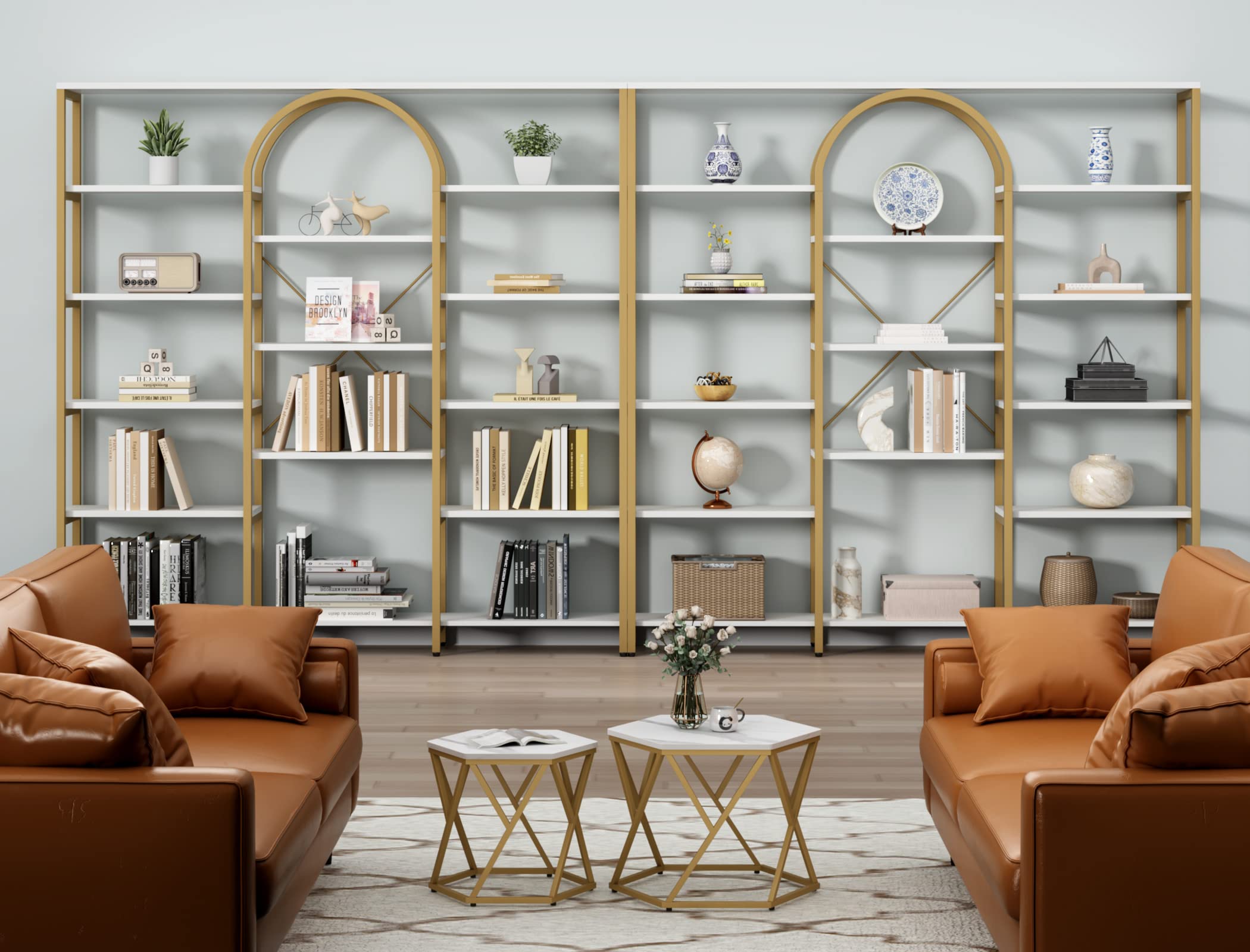 Auromie Triple Wide 5-Tier Bookshelf, 70.87" L x 79.13" H Extra Large Bookcase