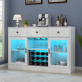 Auromie Wine Bar Cabinet with LED Light, Home Coffee Cabinet with Wine and Glass Rack