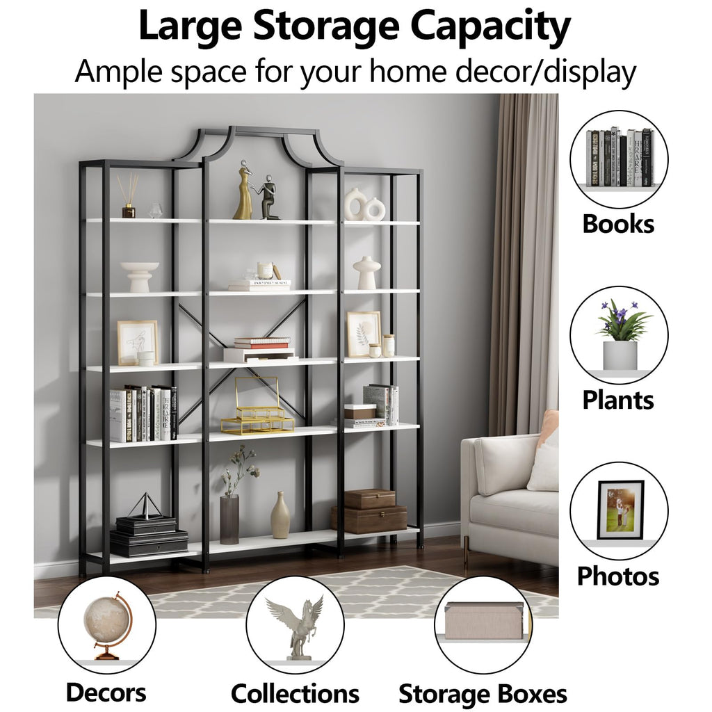 Auromie Triple Wide 5-Tier Bookshelf, 70.87" L x 79.13" H Extra Large Bookcase