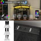 Auromie Corner Desk with Charging Station & LED Light, Triangle Corner Desk with Monitor Stand & Keyboard Tray