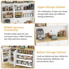 71" Tall Kitchen Pantry Cabinet, Kitchen Pantries with 3 Pull-out Drawers, Storage Cabinets with Hutch & Door Shelves & Microwave Coffee Stand, Pantry Organizer for Dining Room, Living Room (White)