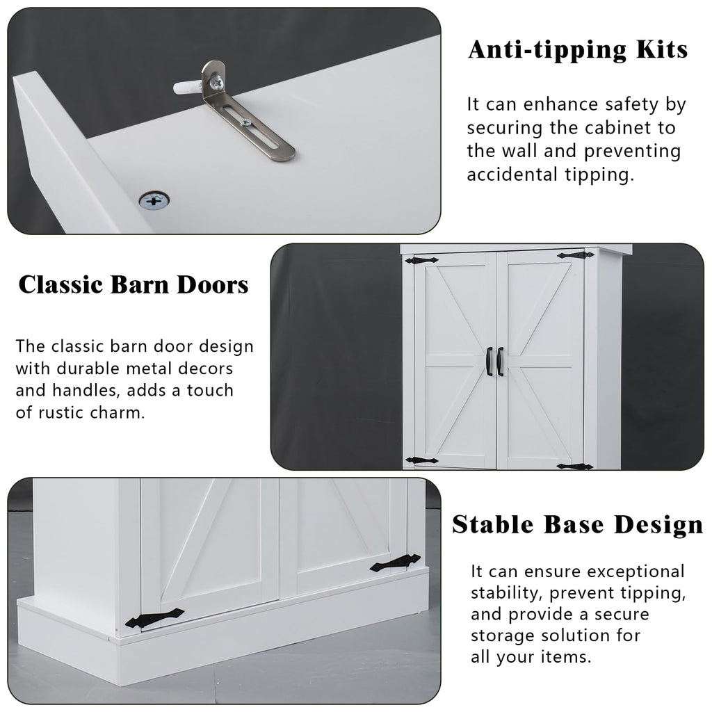 Farmhouse Kitchen Pantry Cabinet,69.1" Tall Kitchen Storage Cabinet with Adjustable Shelves