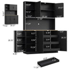 71" Tall Kitchen Pantry Cabinet, Kitchen Pantries with 3 Pull-out Drawers, Storage Cabinets with Hutch & Door Shelves & Microwave Coffee Stand, Pantry Organizer for Dining Room, Living Room (White)