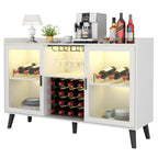 Auromie Wine Bar Cabinet with Led Light, Home Coffee Cabinet with Wine and Glass Rack, Kitchen Buffet Sideboard with Storage Shelves, Freestanding Liquor Cabinet for Living Room, Dining Room (Black)