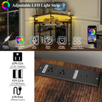 Auromie Corner Desk with Charging Station & LED Light, Triangle Corner Desk with Monitor Stand & Keyboard Tray