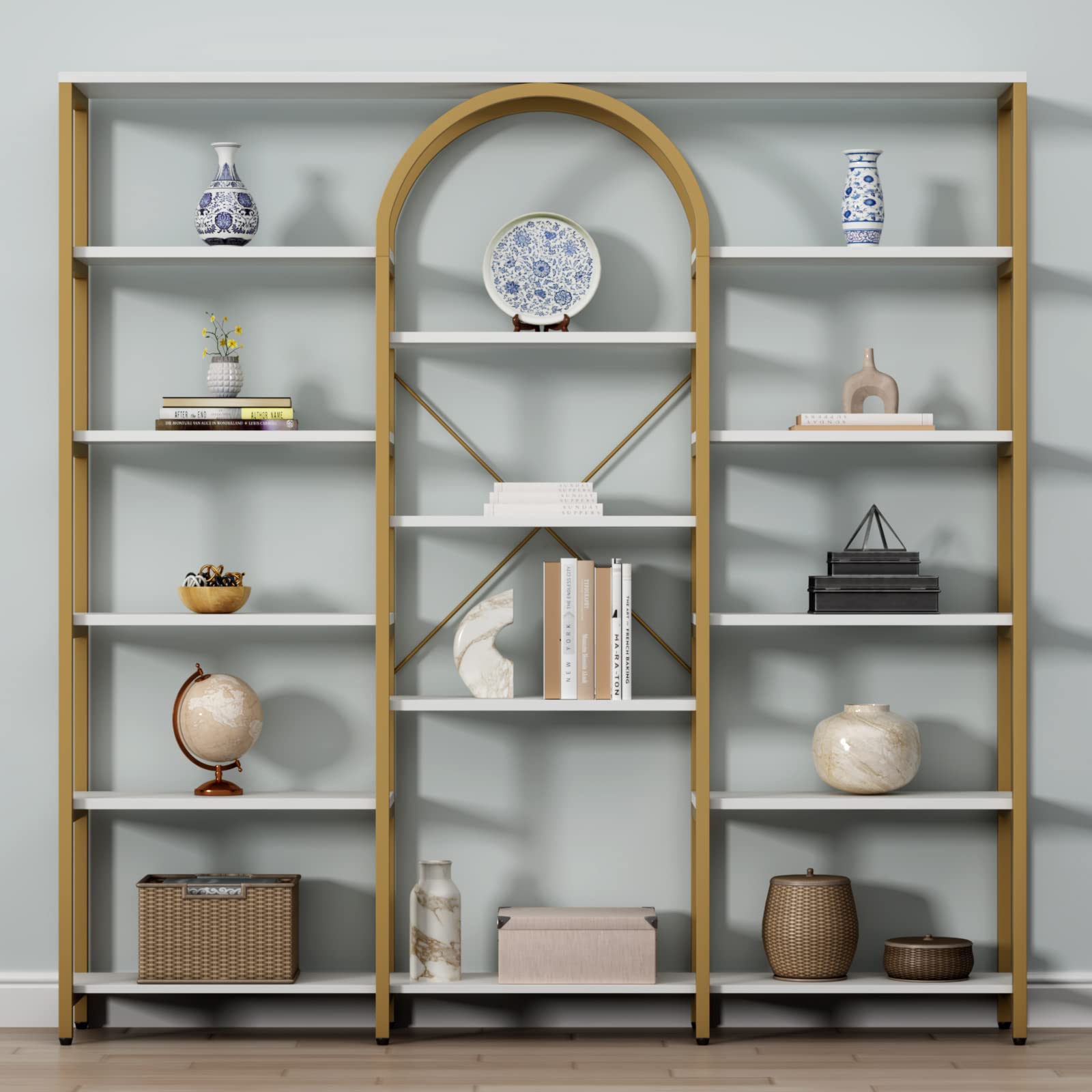 Auromie Triple Wide 5-Tier Bookshelf, 70.87" L x 79.13" H Extra Large Bookcase