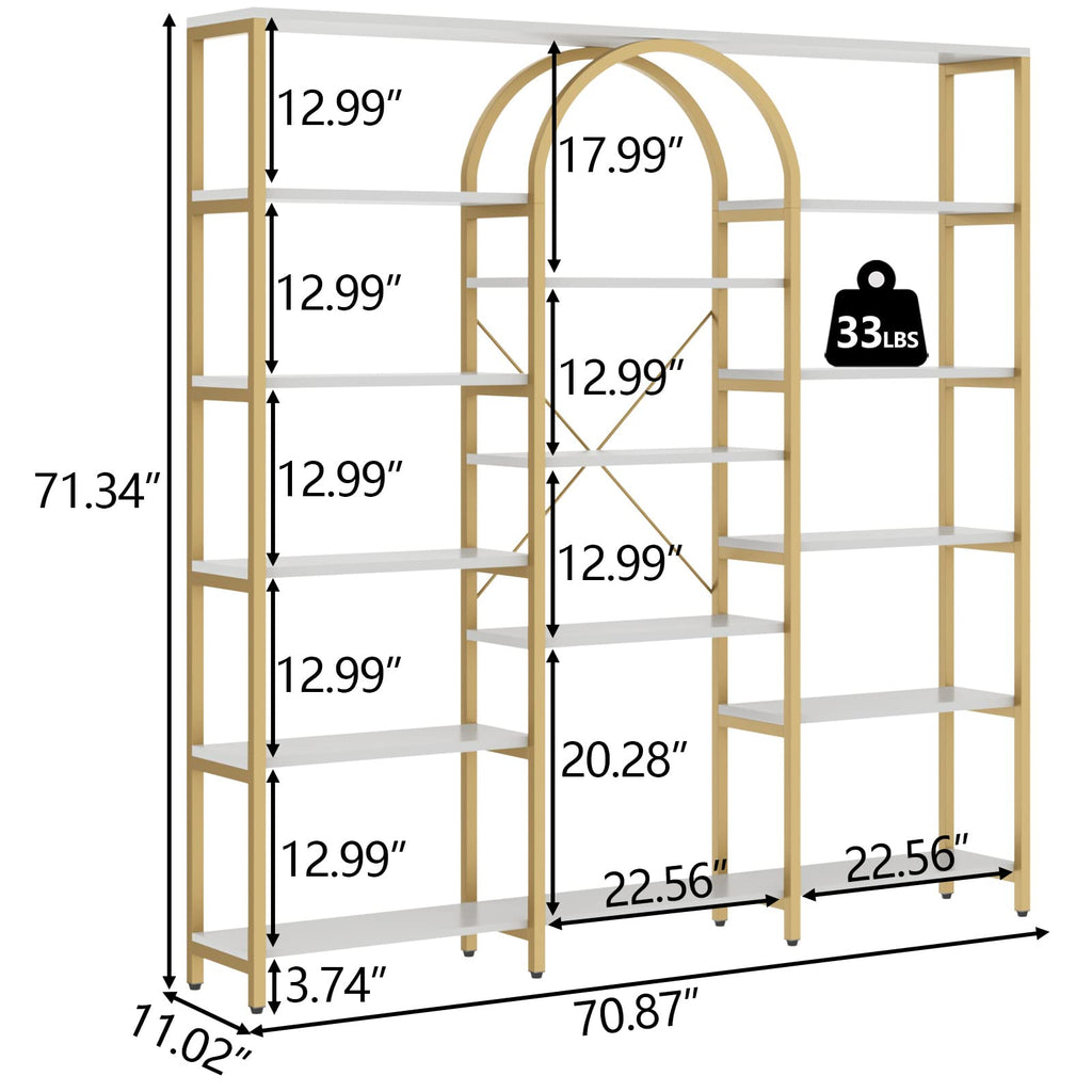 Auromie Triple Wide 5-Tier Bookshelf, 70.87" L x 79.13" H Extra Large Bookcase
