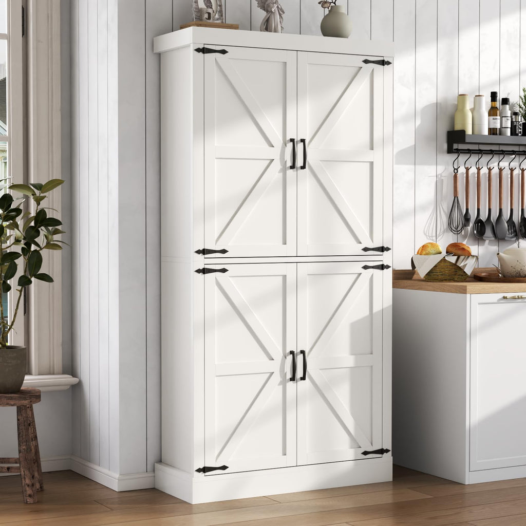 Farmhouse Kitchen Pantry Cabinet,69.1" Tall Kitchen Storage Cabinet with Adjustable Shelves