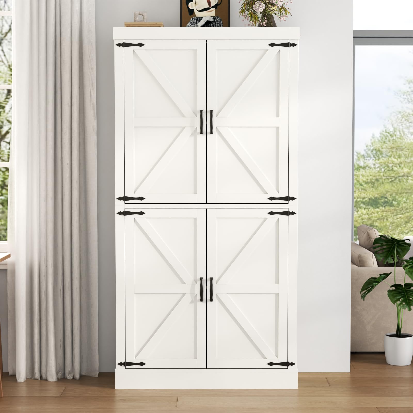 Farmhouse Kitchen Pantry Cabinet,69.1" Tall Kitchen Storage Cabinet with Adjustable Shelves