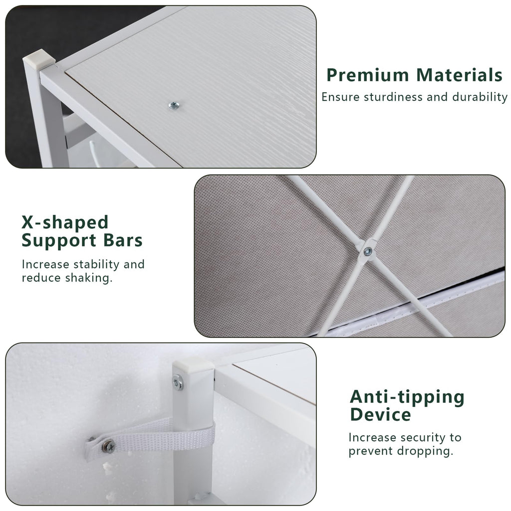 Auromie Clothes Rack with 5 Drawers & 4 Storage Shelves, 59.1W*70.9H Heavy Duty Clothing Rack with 2 Hanging Rods, Wardrobe Closet Organizer System with 5 Hooks, Freestanding Garment Rack (Rustic)