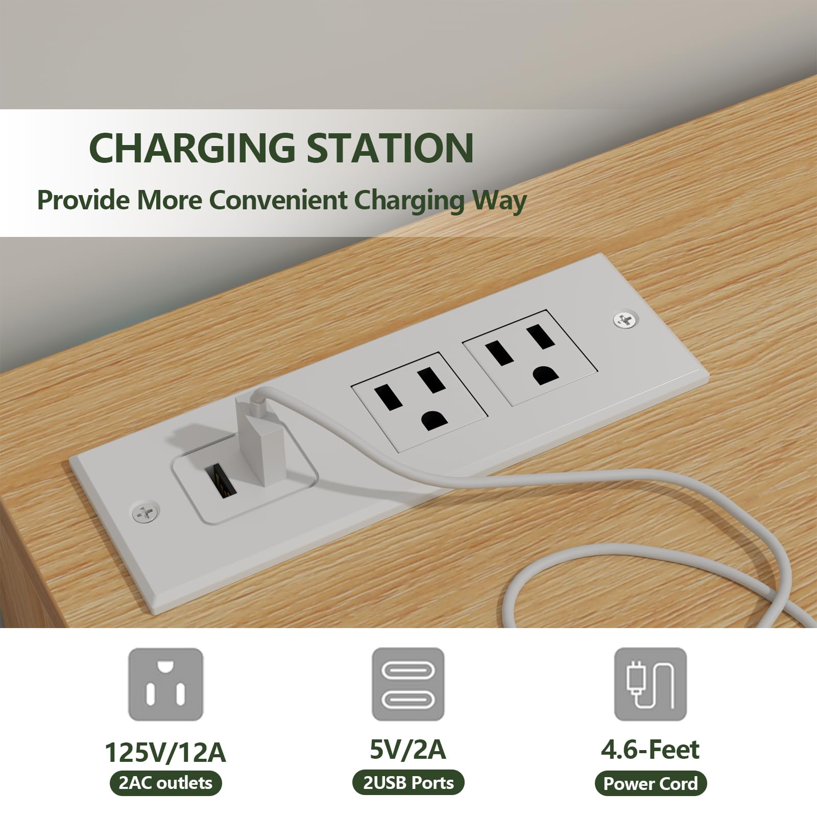 Auromie 9 Drawers Dresser, Double Modern Chest of Drawers with Power Outlet, Dresser TV Stand with Led Light Strip, Drawer Organizer for Bedroom, Living Room, Hallway (White, 9 Drawer)