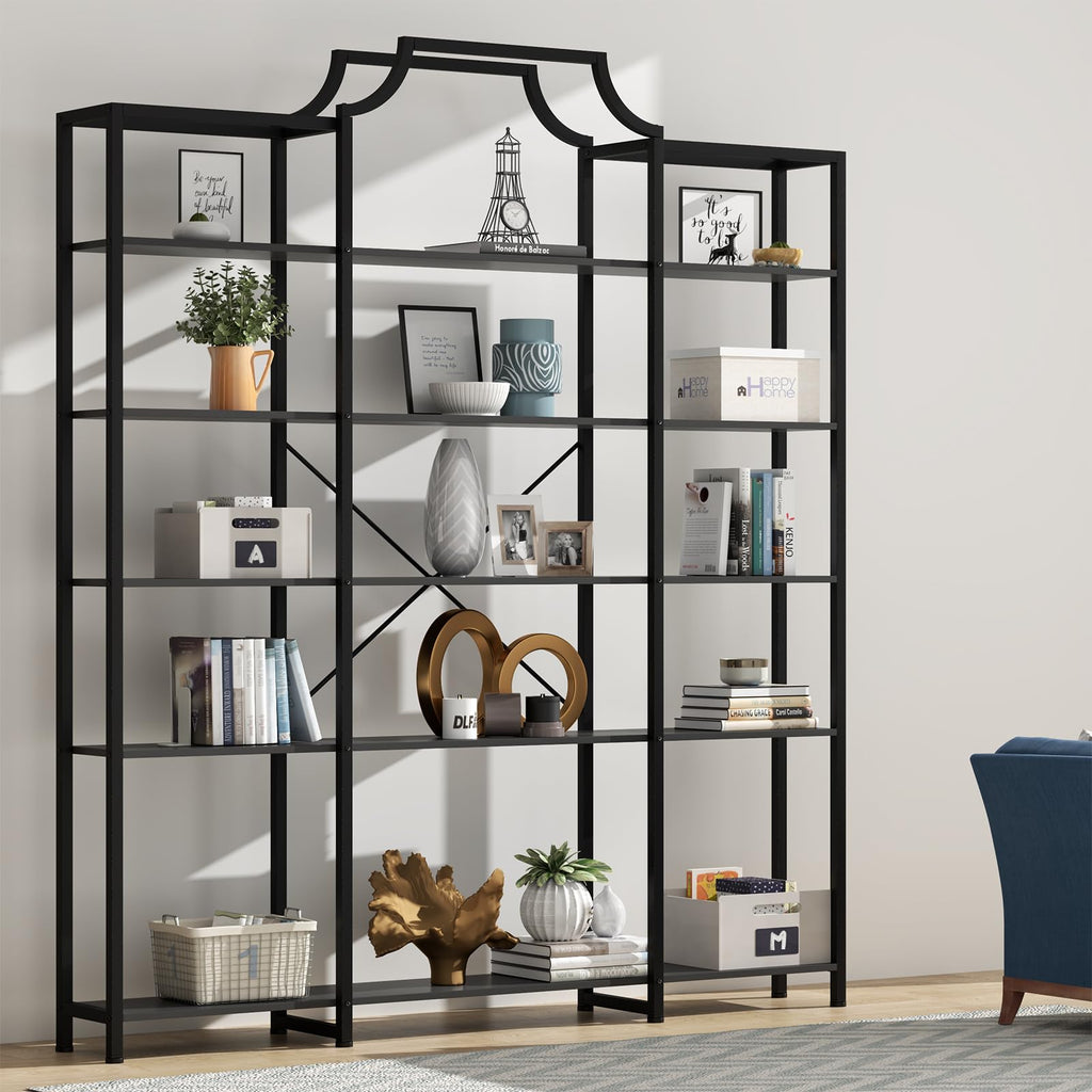 Auromie Triple Wide 5-Tier Bookshelf, 70.87" L x 79.13" H Extra Large Bookcase