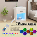 Auromie Nightstand with Charging Station and LED Lights, Concealment Furniture with RFID Lock Cabinet and Power Outlets, Bedside Table with Hidden Compartment for Valuables Storage, Black