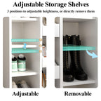 Auromie Shoe Storage Cabinet with 5 Drawers & 12 Shelves, Modern LED Shoe Rack & Handbag Storage Cabinet, Freestanding Shoes and Handbag Storage Organizer for Closet, Entryway, Living Room (White)