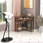 Auromie Corner Desk with Charging Station & LED Light, Triangle Corner Desk with Monitor Stand & Keyboard Tray