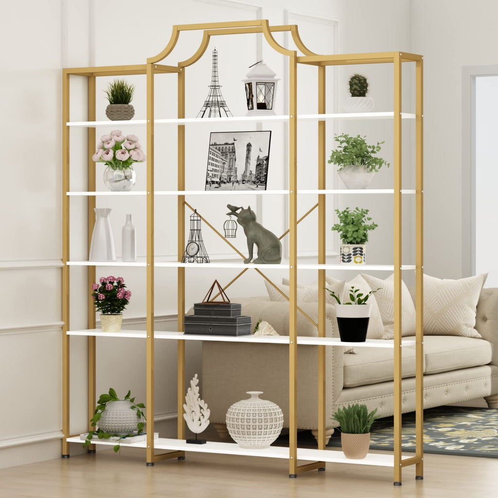 Auromie Triple Wide 5-Tier Bookshelf, 70.87" L x 79.13" H Extra Large Bookcase