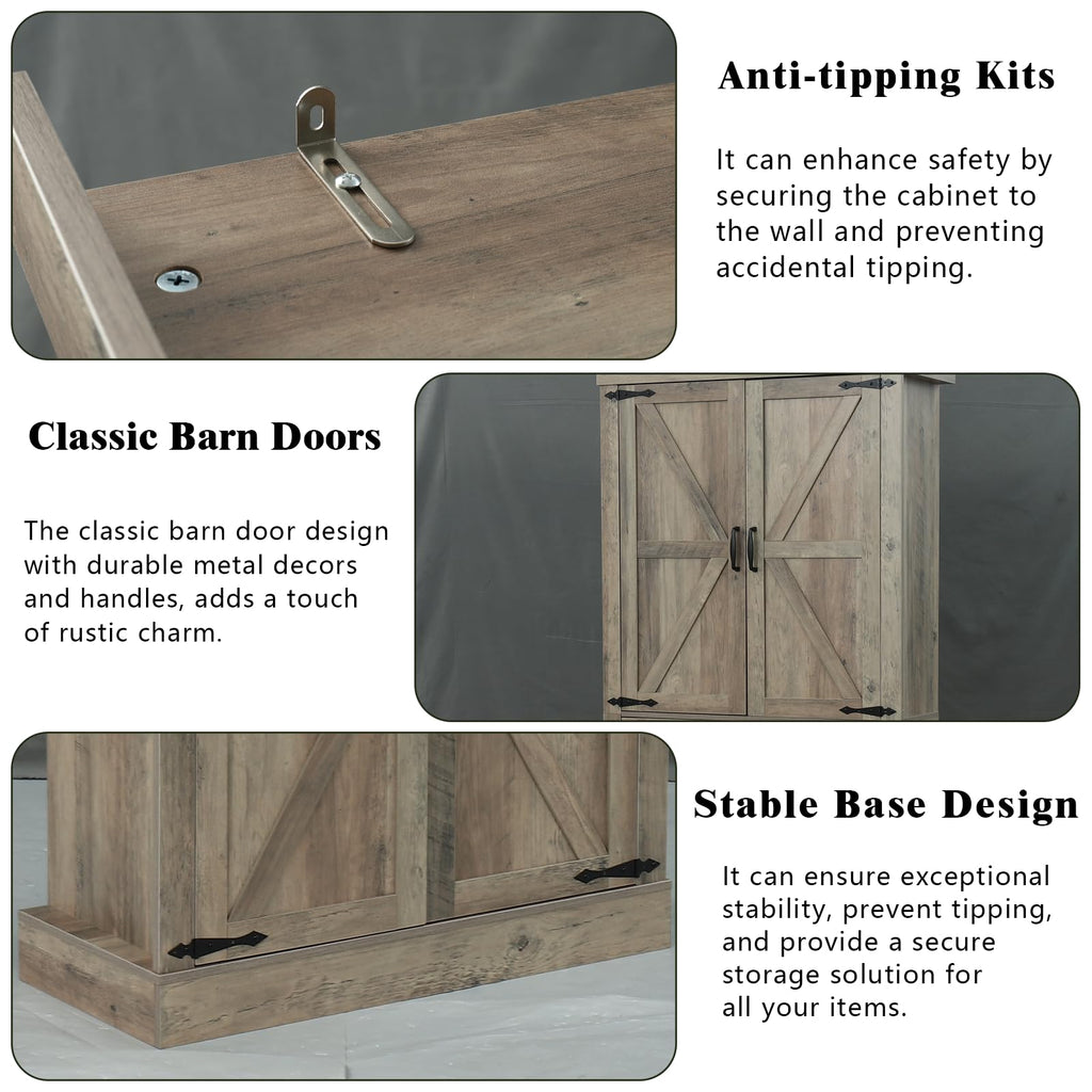 Farmhouse Kitchen Pantry Cabinet,69.1" Tall Kitchen Storage Cabinet with Adjustable Shelves