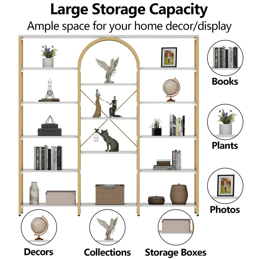 Auromie Triple Wide 5-Tier Bookshelf, 70.87" L x 79.13" H Extra Large Bookcase