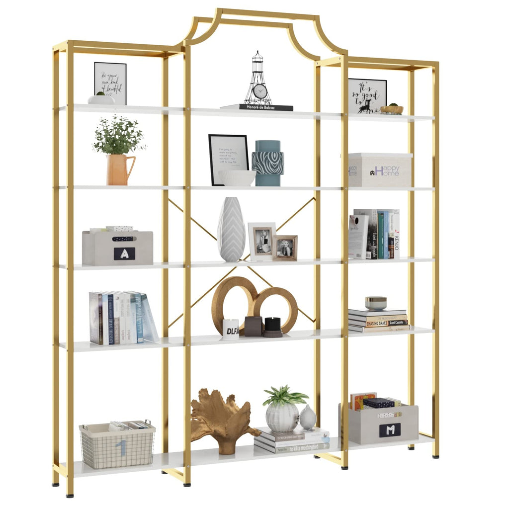 Auromie Triple Wide 5-Tier Bookshelf, 70.87" L x 79.13" H Extra Large Bookcase