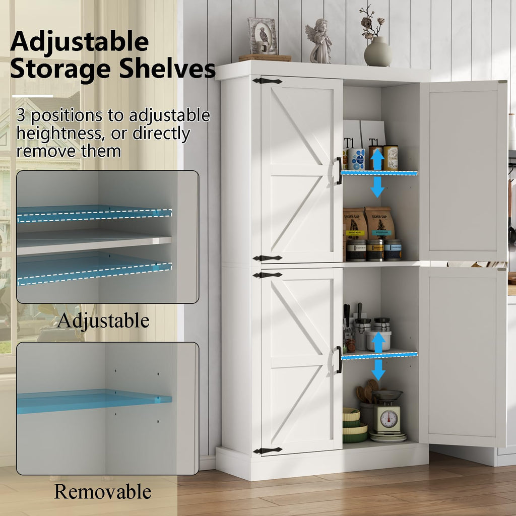 Farmhouse Kitchen Pantry Cabinet,69.1" Tall Kitchen Storage Cabinet with Adjustable Shelves