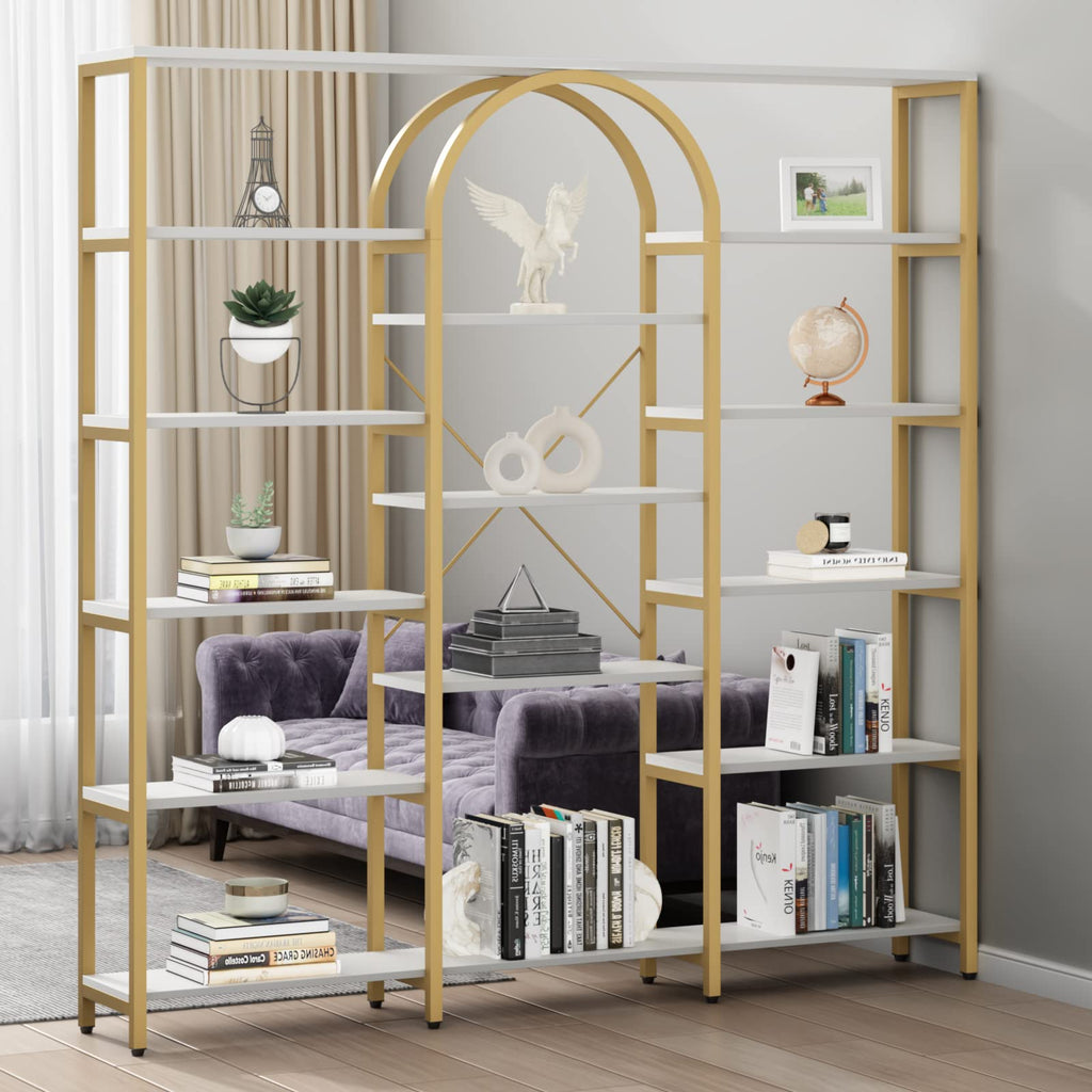 Auromie Triple Wide 5-Tier Bookshelf, 70.87" L x 79.13" H Extra Large Bookcase