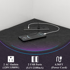 Auromie Corner Desk with Charging Station & LED Light, Triangle Corner Desk with Monitor Stand & Keyboard Tray