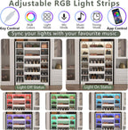 Auromie Shoe Storage Cabinet with 5 Drawers & 12 Shelves, Modern LED Shoe Rack & Handbag Storage Cabinet, Freestanding Shoes and Handbag Storage Organizer for Closet, Entryway, Living Room (White)