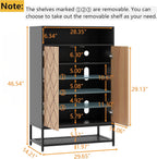 Auromie Shoe Cabinet with Door, 7-Tier Shoe Storage Cabinet with Metal Rack, Entryway Shoe Storage with 3 Removable Shelves and Adjustable Foot for Hallway, Closet, Living Room (Black)