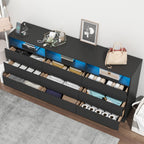 Auromie 9 Drawers Dresser, Double Modern Chest of Drawers with Power Outlet, Dresser TV Stand with Led Light Strip, Drawer Organizer for Bedroom, Living Room, Hallway (White, 9 Drawer)