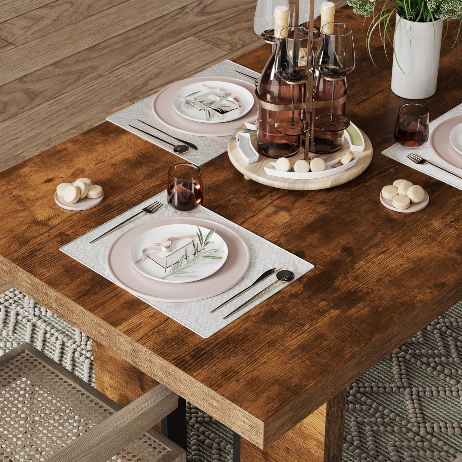 Auromie 71" Rustic Dining Table for 8, Farmhouse Dinner Table for 6 to 8, Rectangular Kitchen Table with Heavy Duty Legs for Dining Room (Retro)