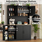 71" Tall Kitchen Pantry Cabinet, Kitchen Pantries with 3 Pull-out Drawers, Storage Cabinets with Hutch & Door Shelves & Microwave Coffee Stand, Pantry Organizer for Dining Room, Living Room (White)